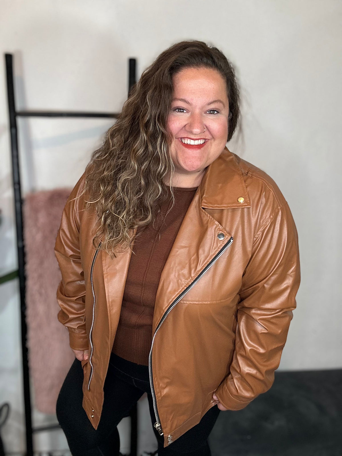 Ollie Oversized Vegan Leather Biker Jacket