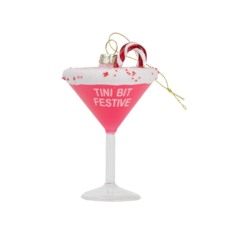 Tini Bit Festive - Holiday Martini - Glass Blown Holiday Ornament