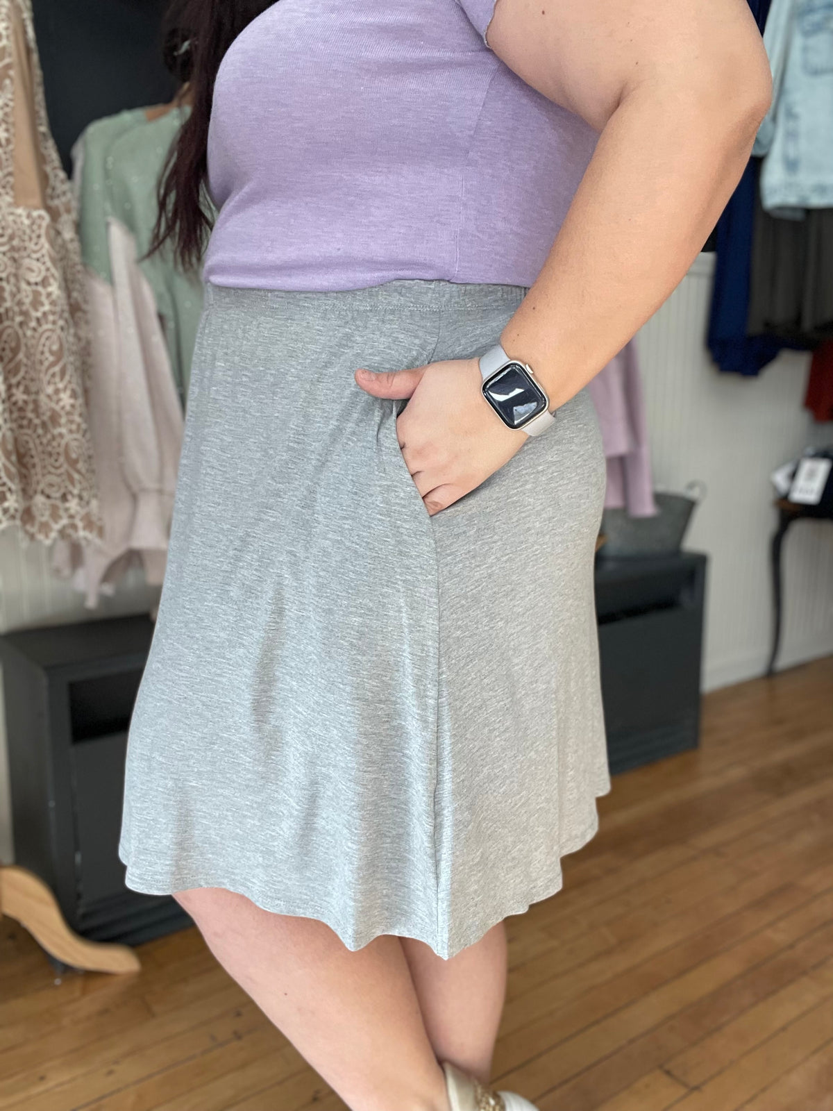 Dusty Gray Midi Skirt