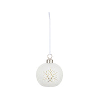 White Led Ceramic Round Snowflake Ornament