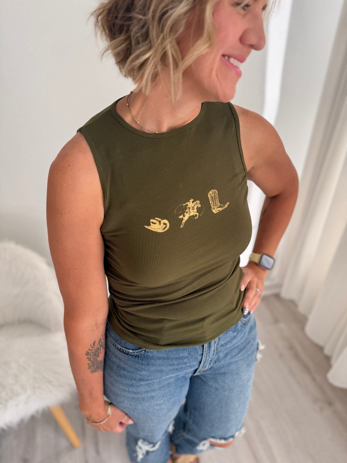 Cowboy Essentials Graphic Ribbed Tank Top