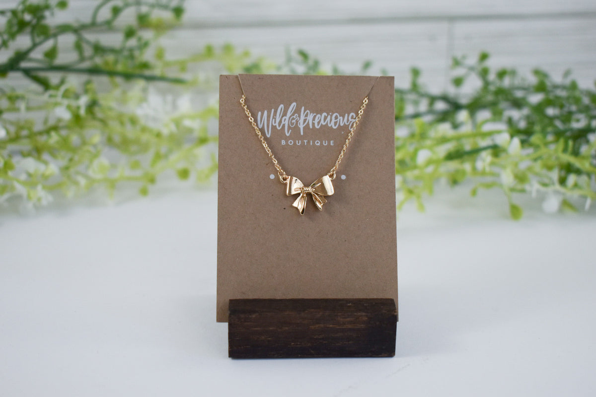 Mini Golden Bow Necklace