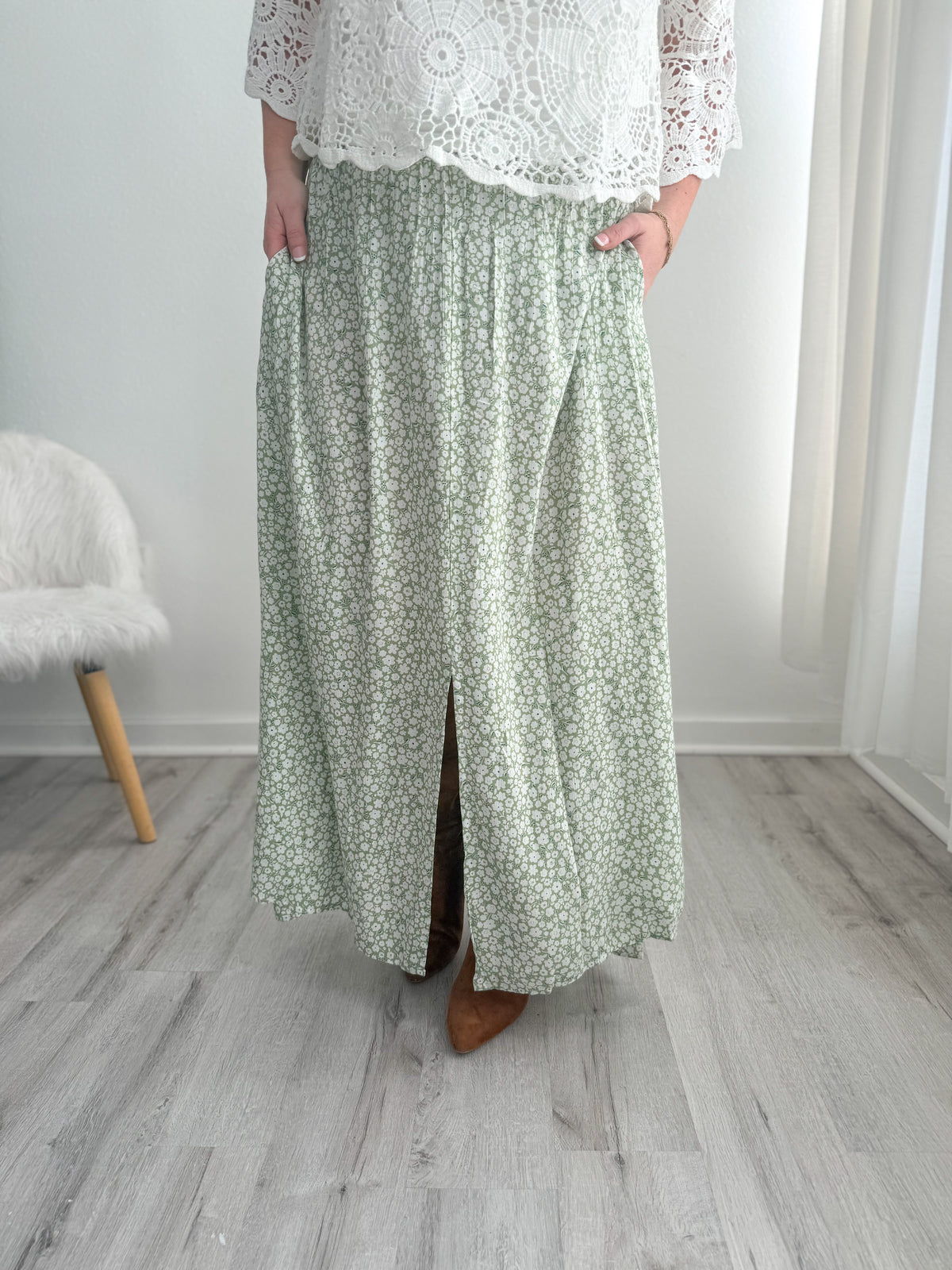 Sage Meadow Slit Maxi Skirt