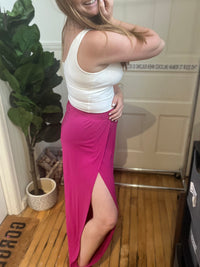 Hot Pink Sizzle-Slit Leggings