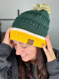 Go Pack Green And Gold Beanie