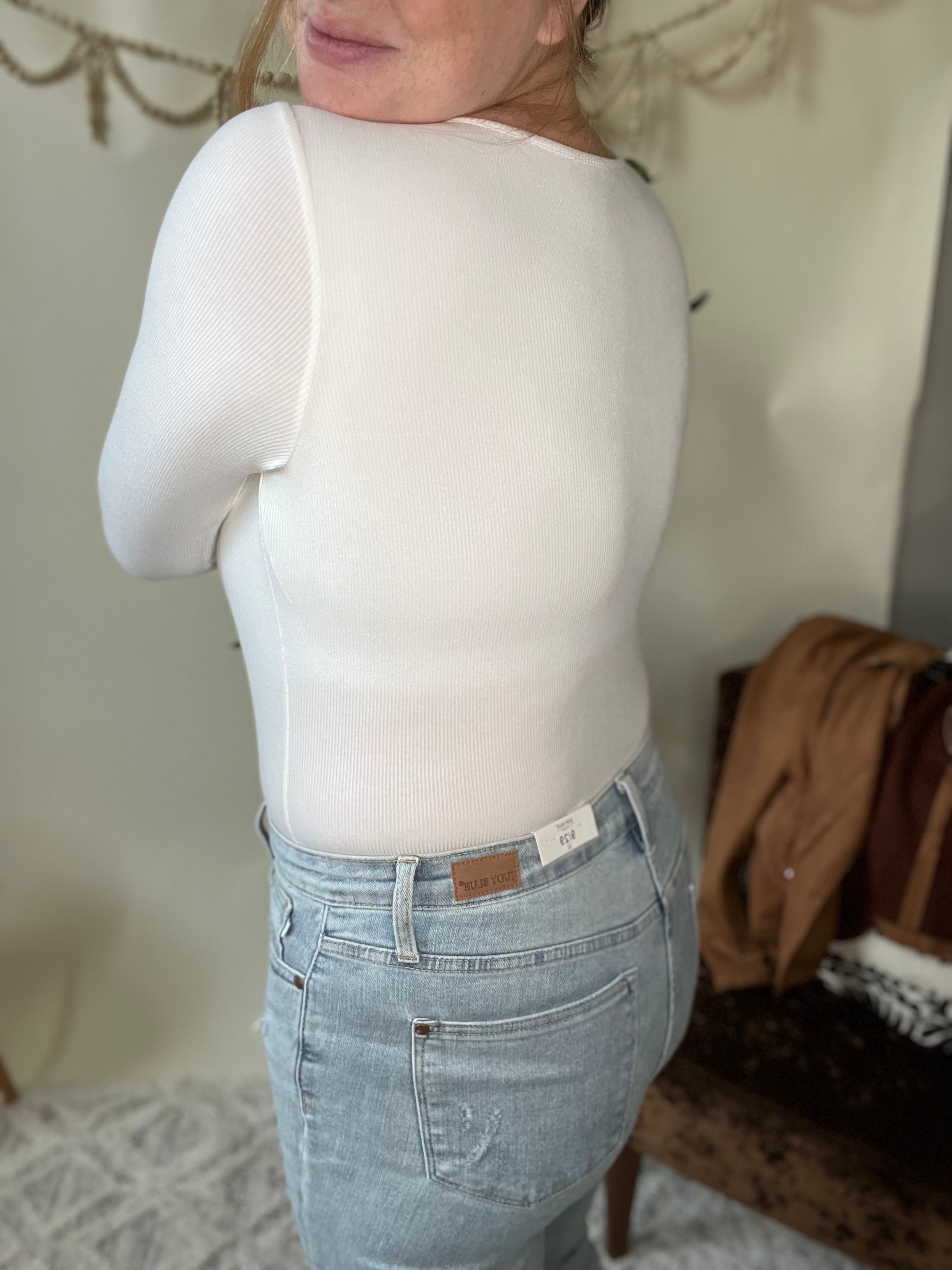 Fawnfit Ribbed Built-In Bra Long Sleeve Bodysuit - Bella Jade