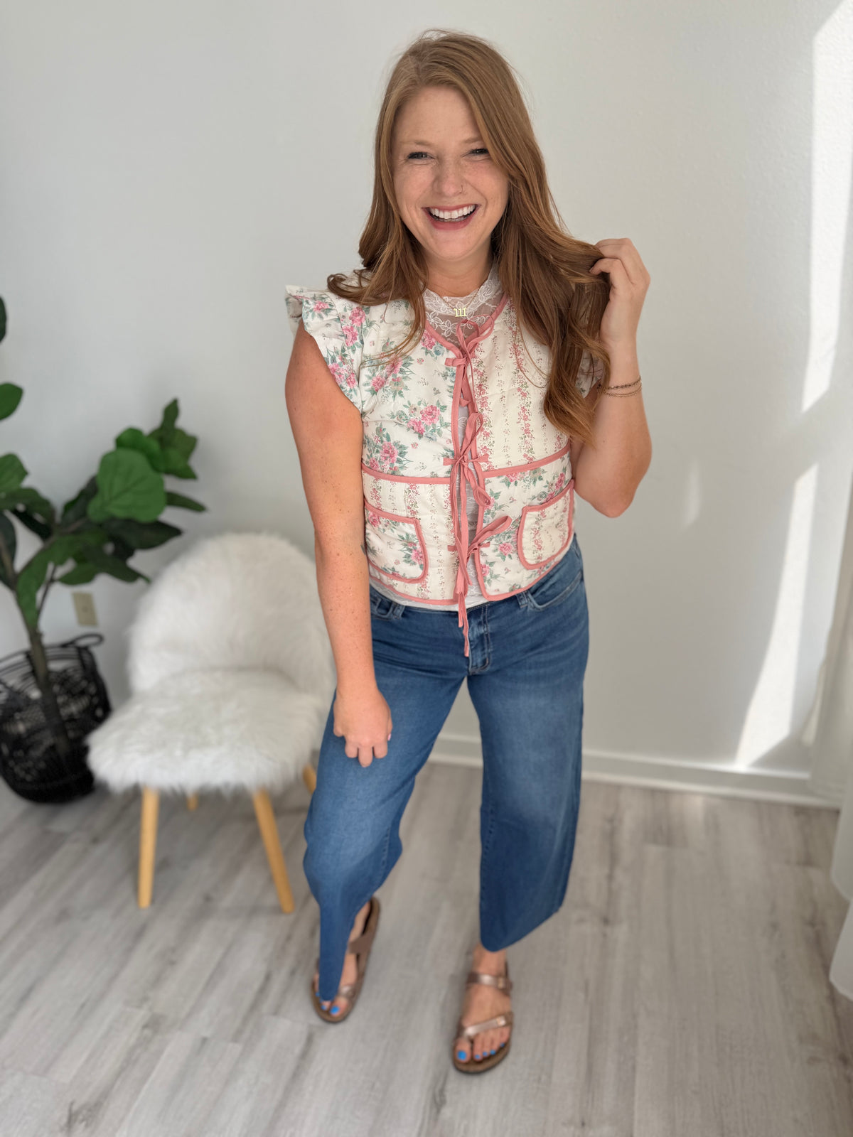 Heirloom Rose Front Tie Vest