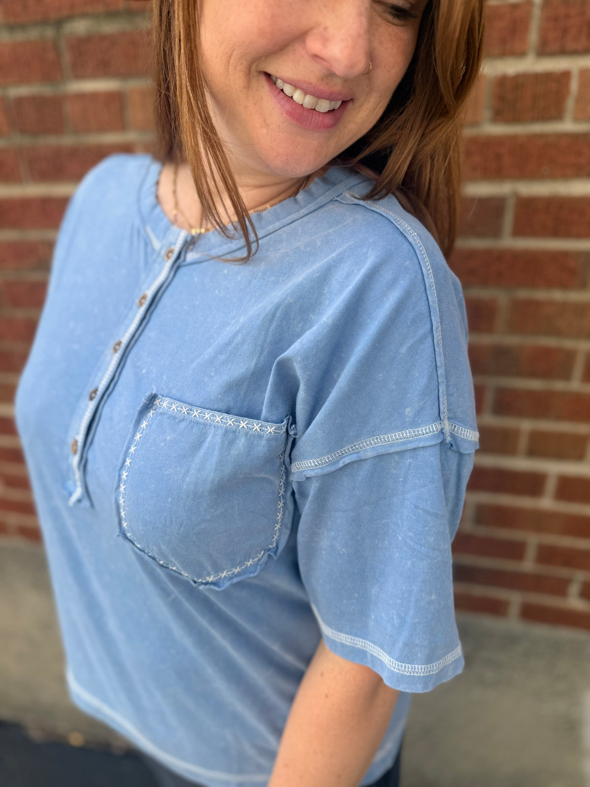 Blue Horizon Mineral Wash Oversized Top