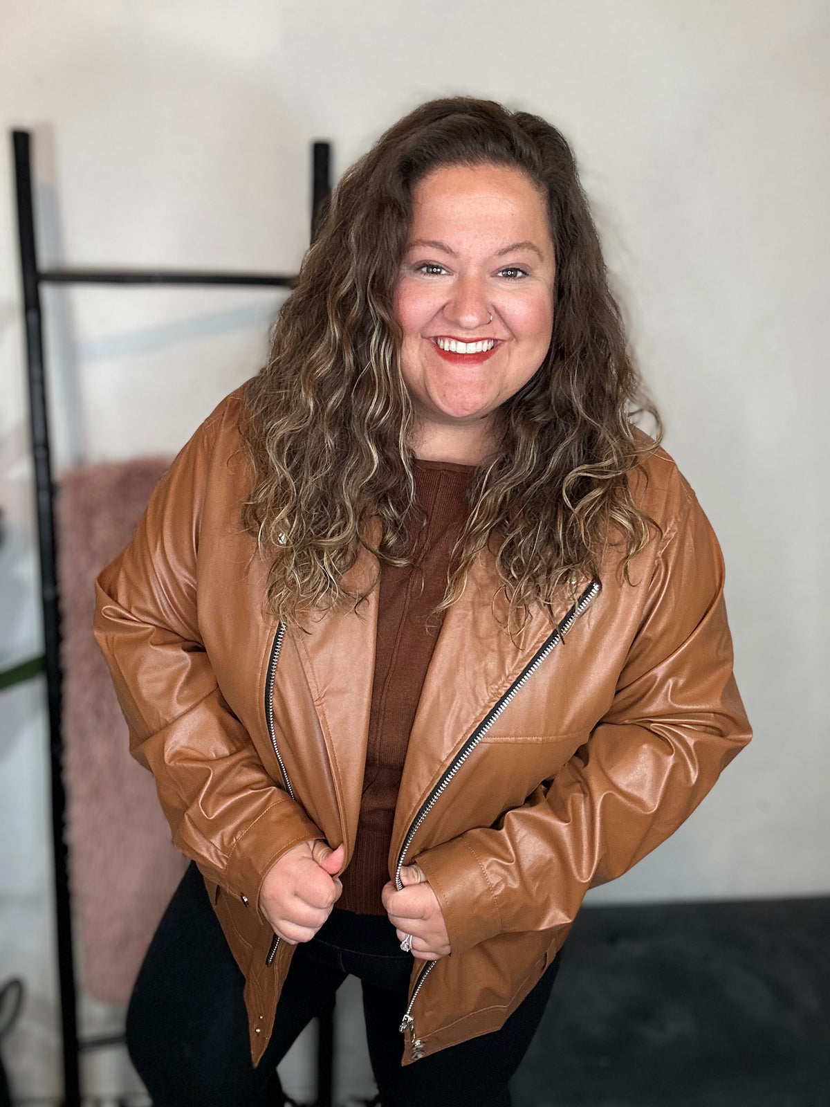 Ollie Oversized Vegan Leather Biker Jacket