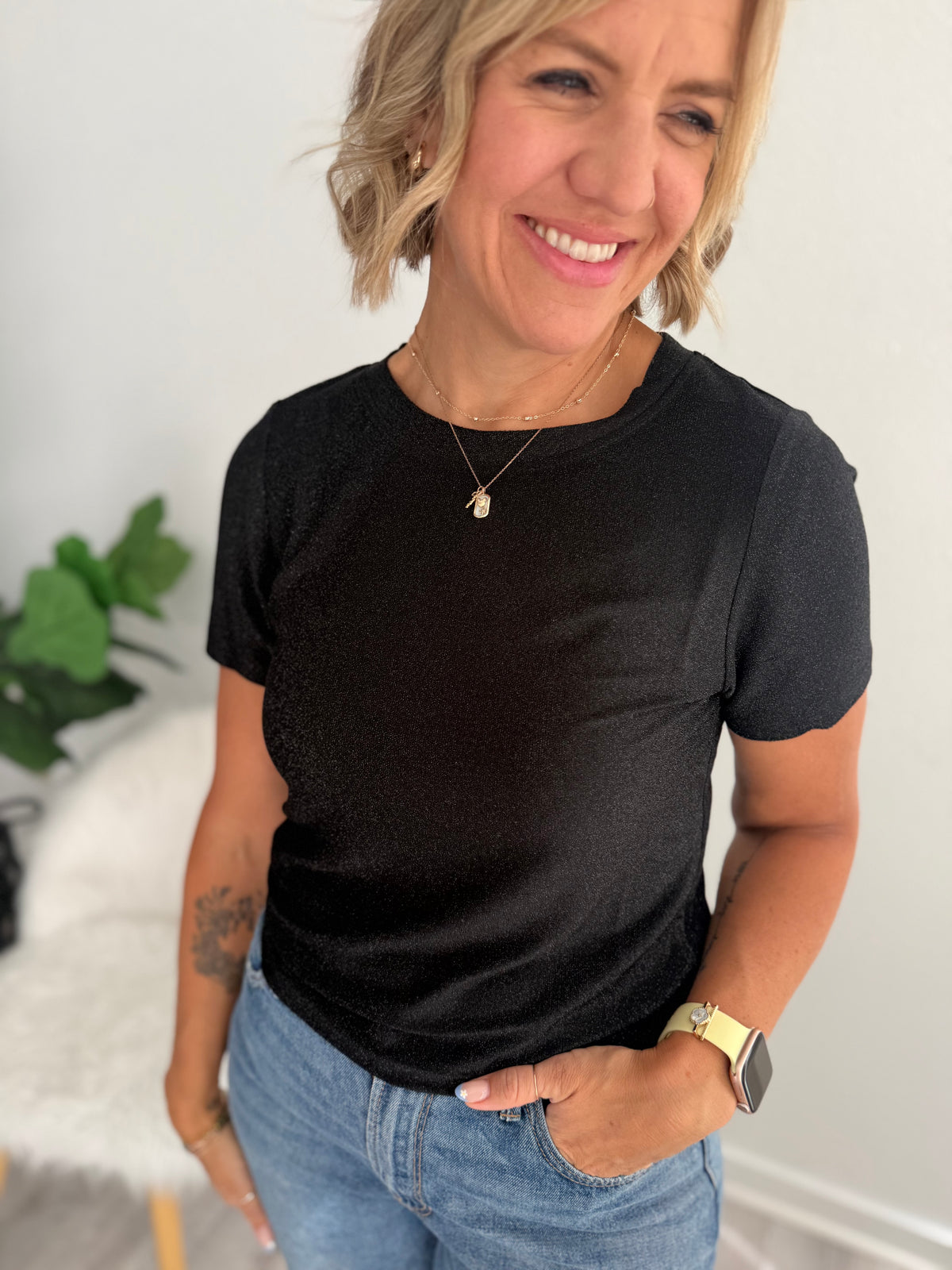 Onyx Shine Short Sleeve Top
