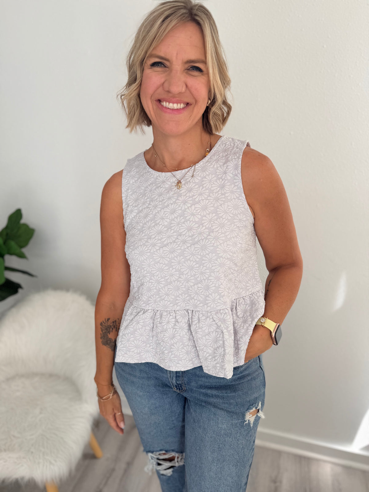 Delaney Flower Sleeveless Top