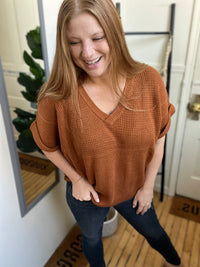 Rust Waffle Sweater