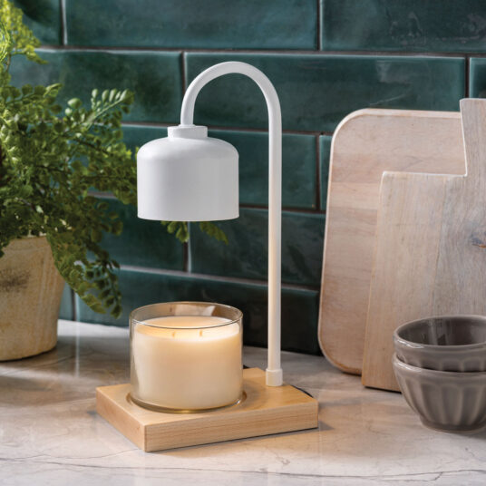 Arched Candle Warmer Lamp - White & Wood