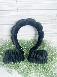 Black Glitter Spa Headband Kit