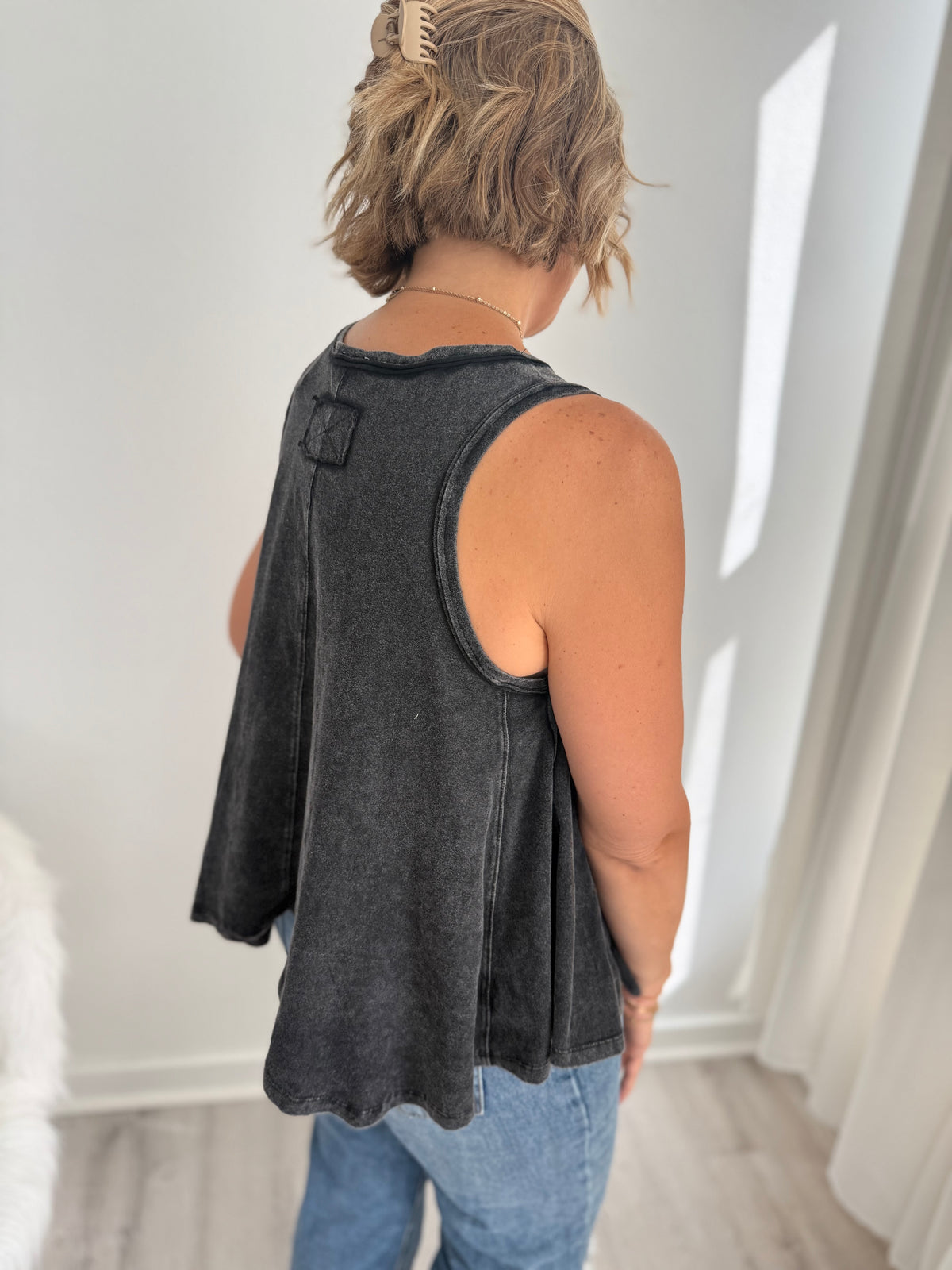 Washed Charcoal Breezy Tank