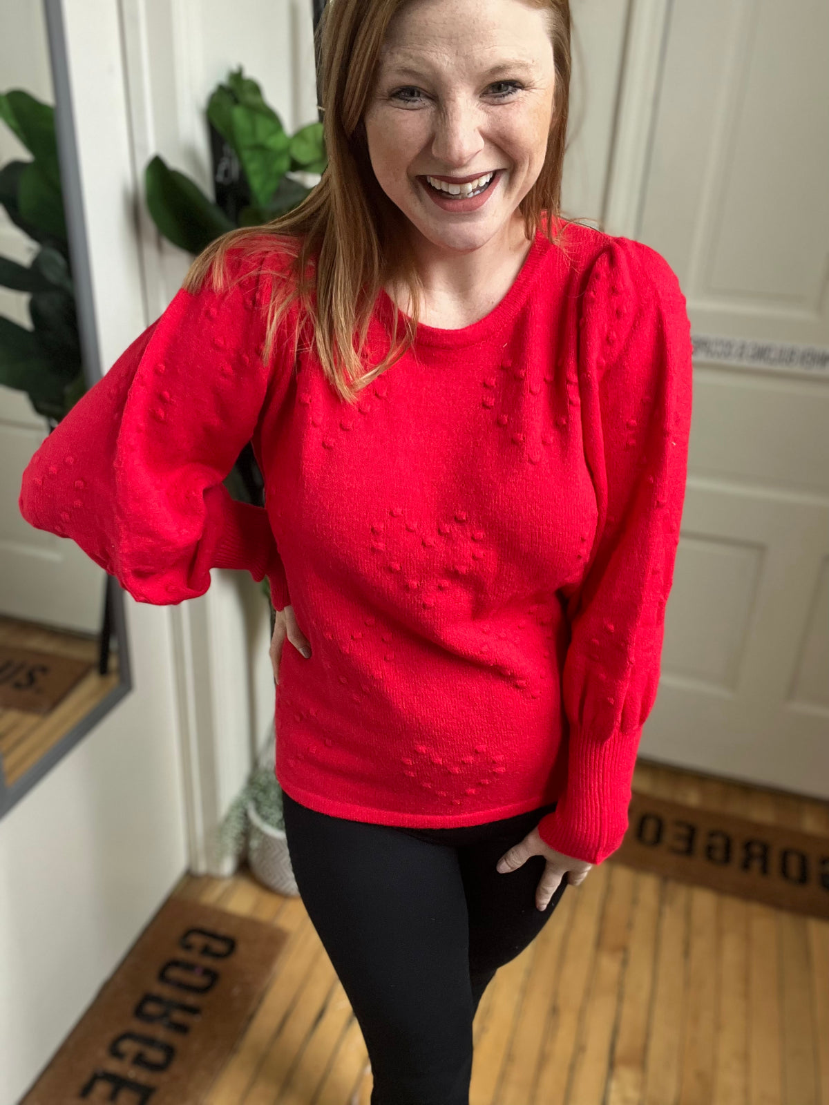 Cozy Red Sweetheart Sweater