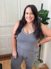 Bella Charcoal Slouch Pocket Romper