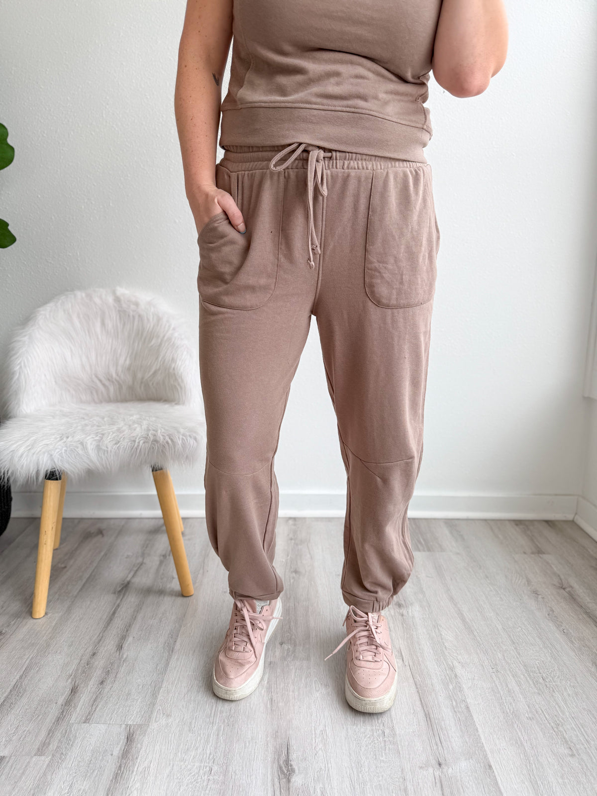 Taupe French Terry Joggers