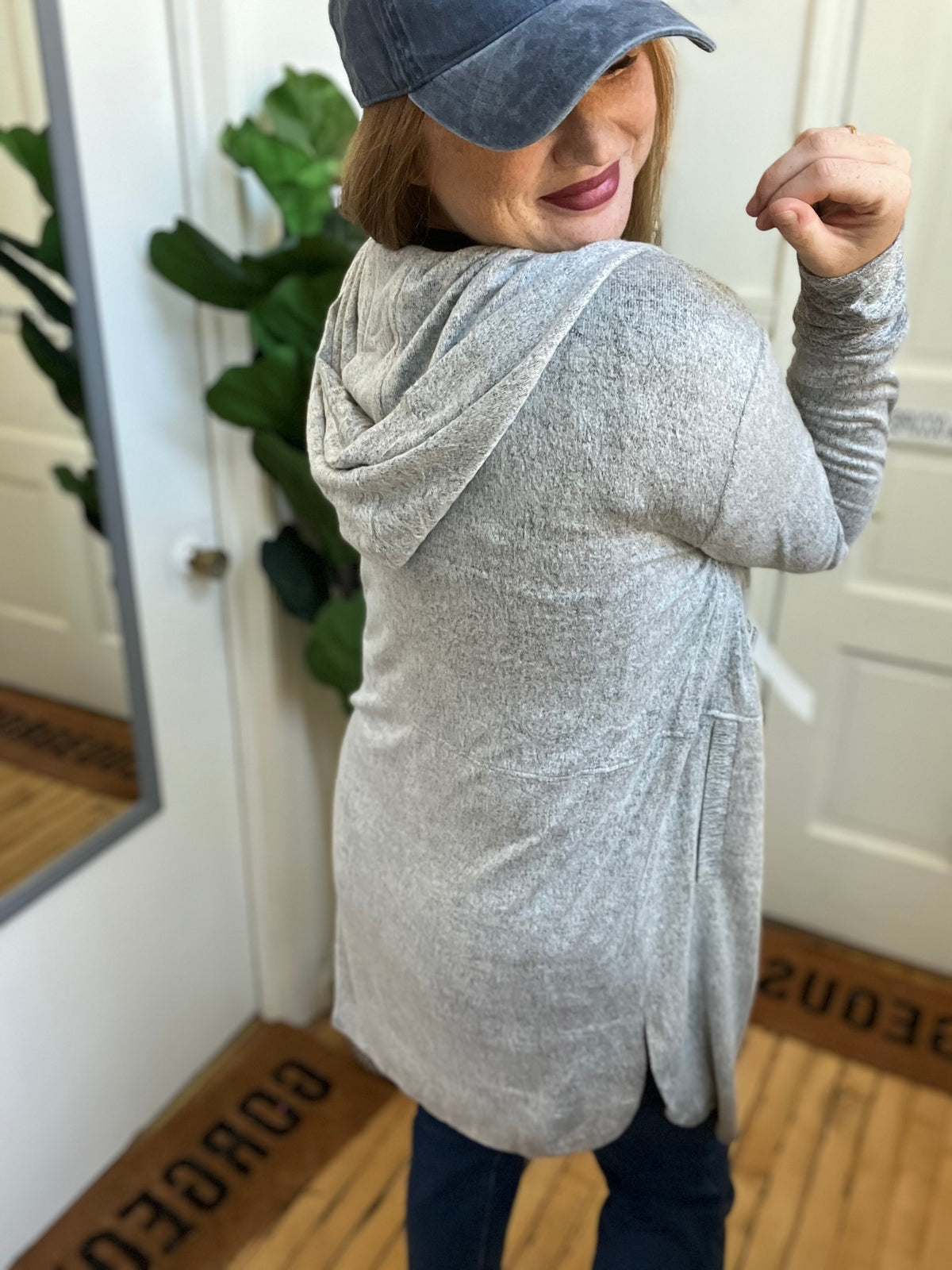 Charcoal Cascade Long Cardigan