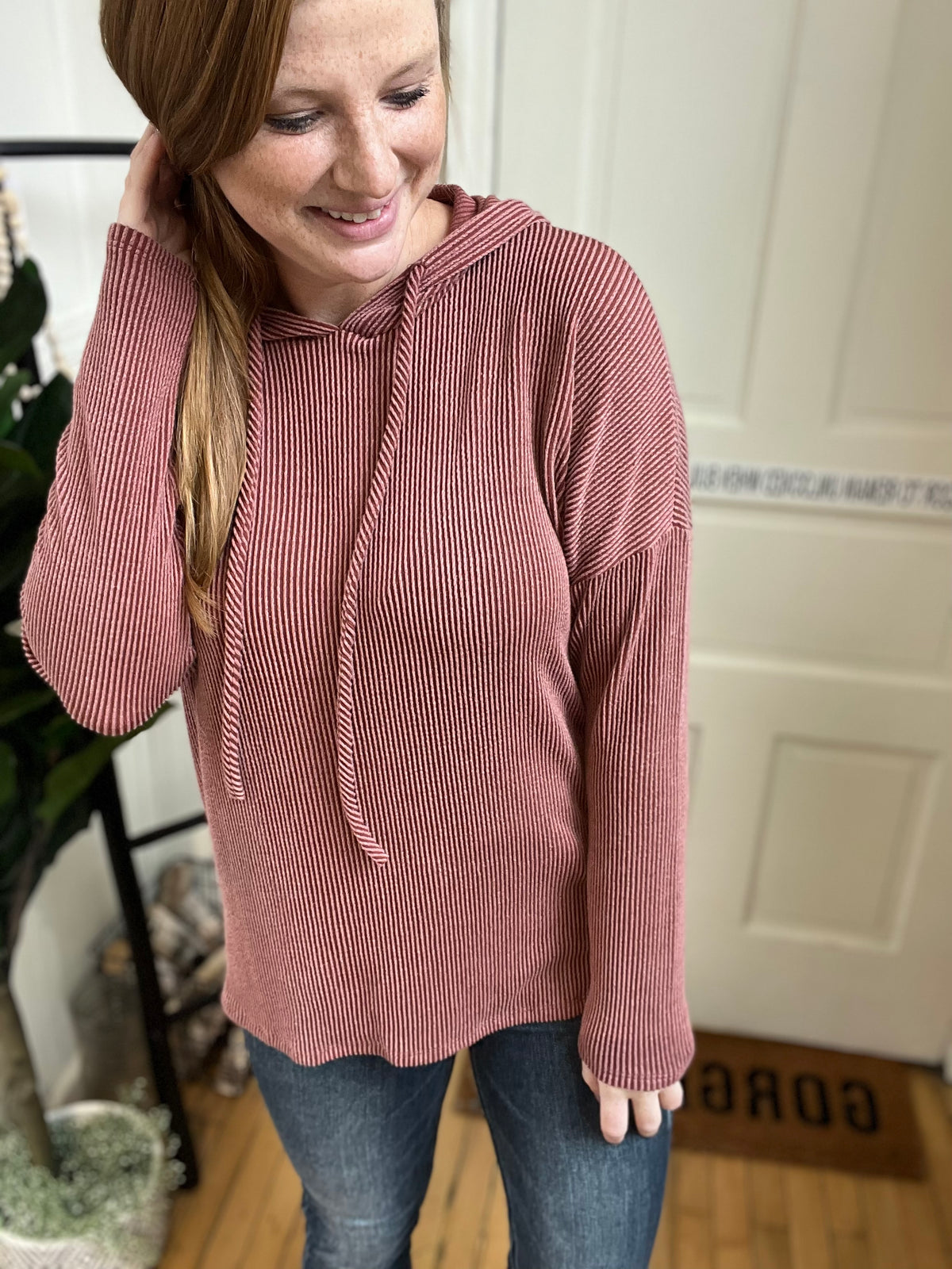 Brick Ribbed Pullover Hoodie