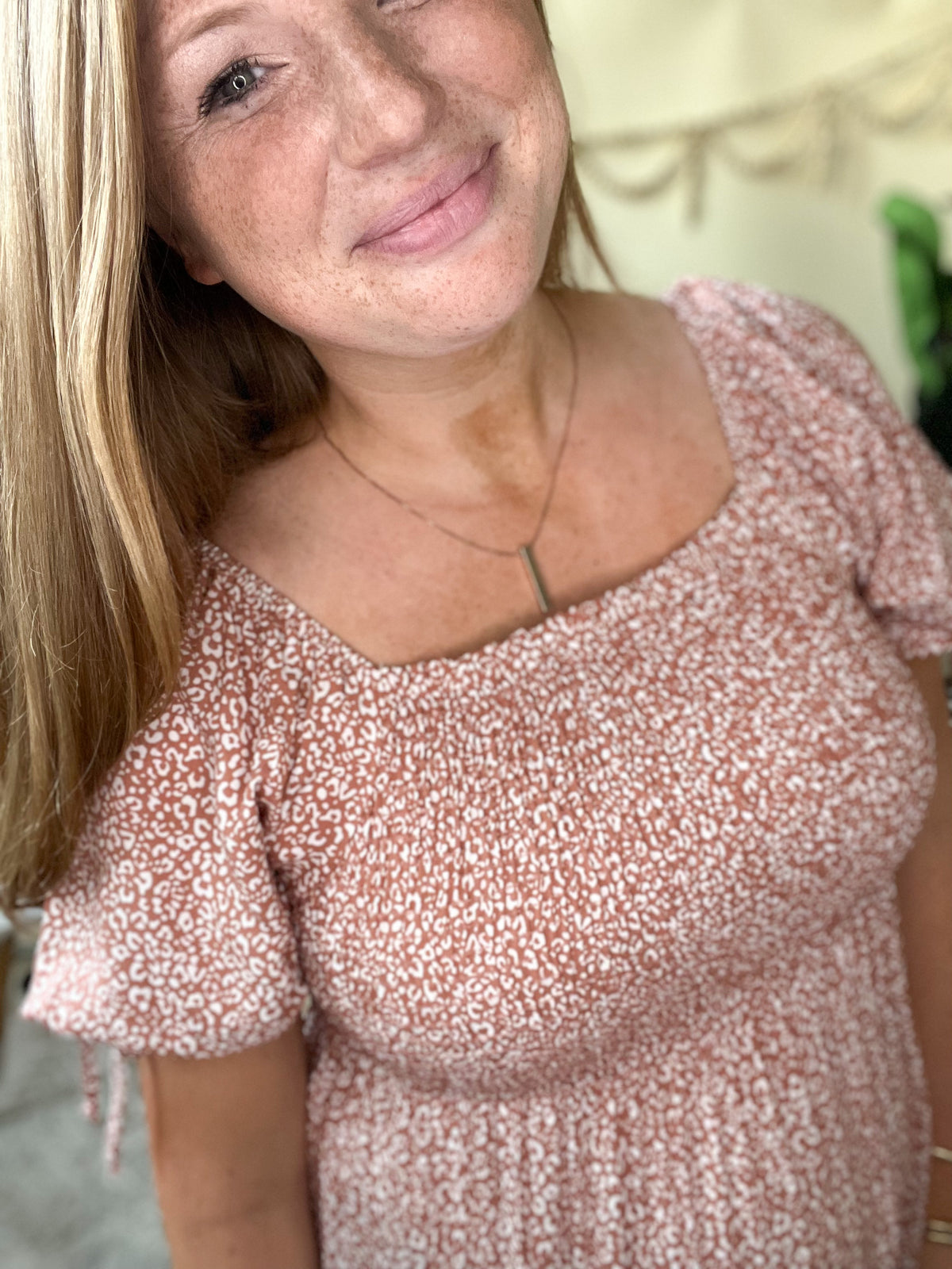 Taupe Smocked Animal Print Dress