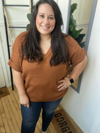 Rust Waffle Sweater