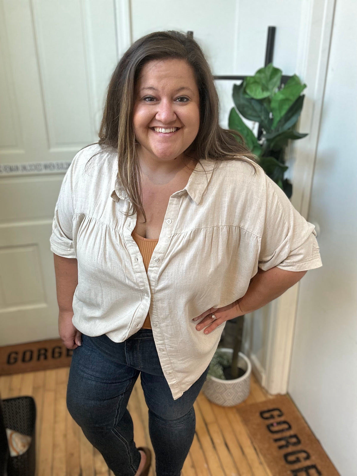 Classy Linen Button Down Top