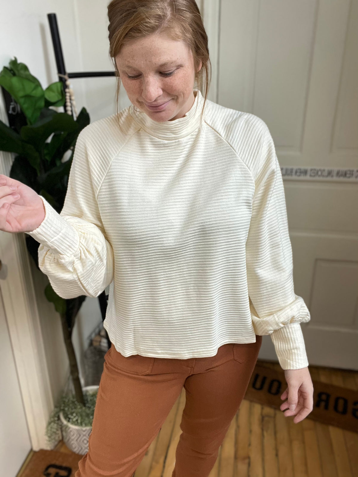 Ribbed Cream Cozy Sweater
