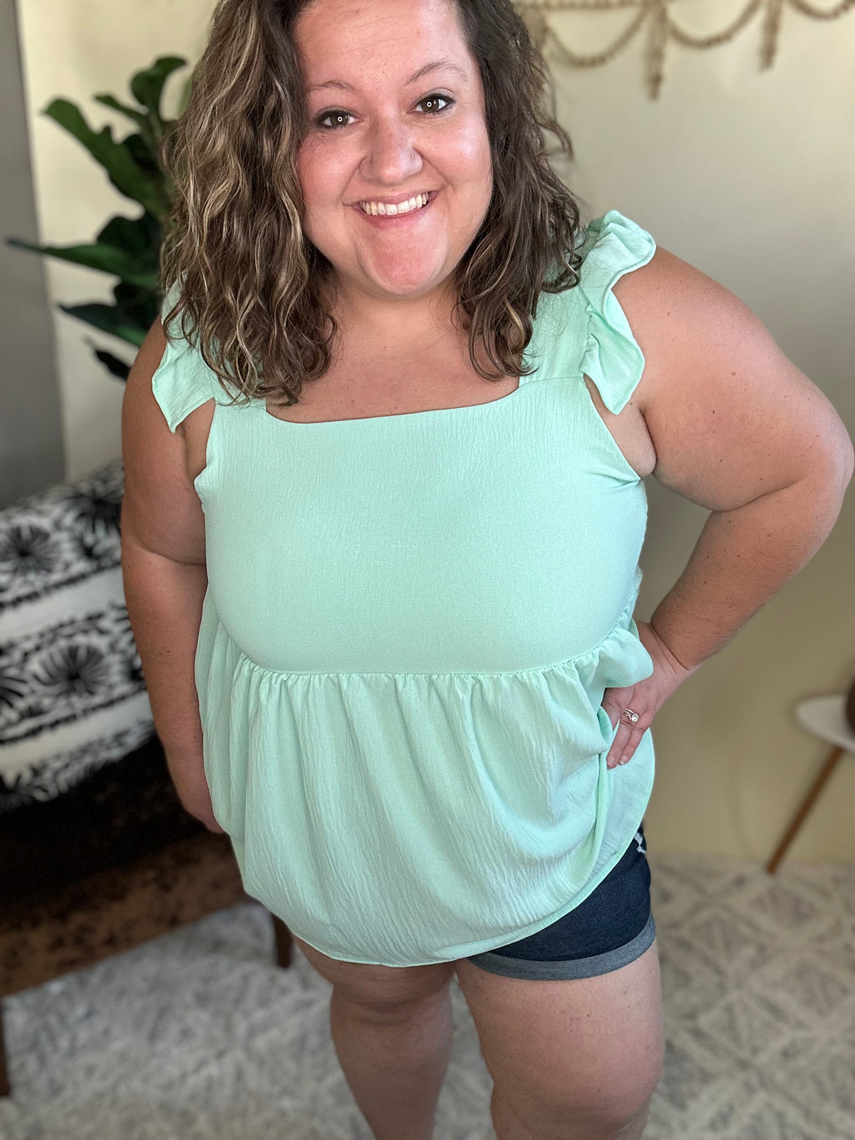 Sea Breeze Ruffle Babydoll Tank