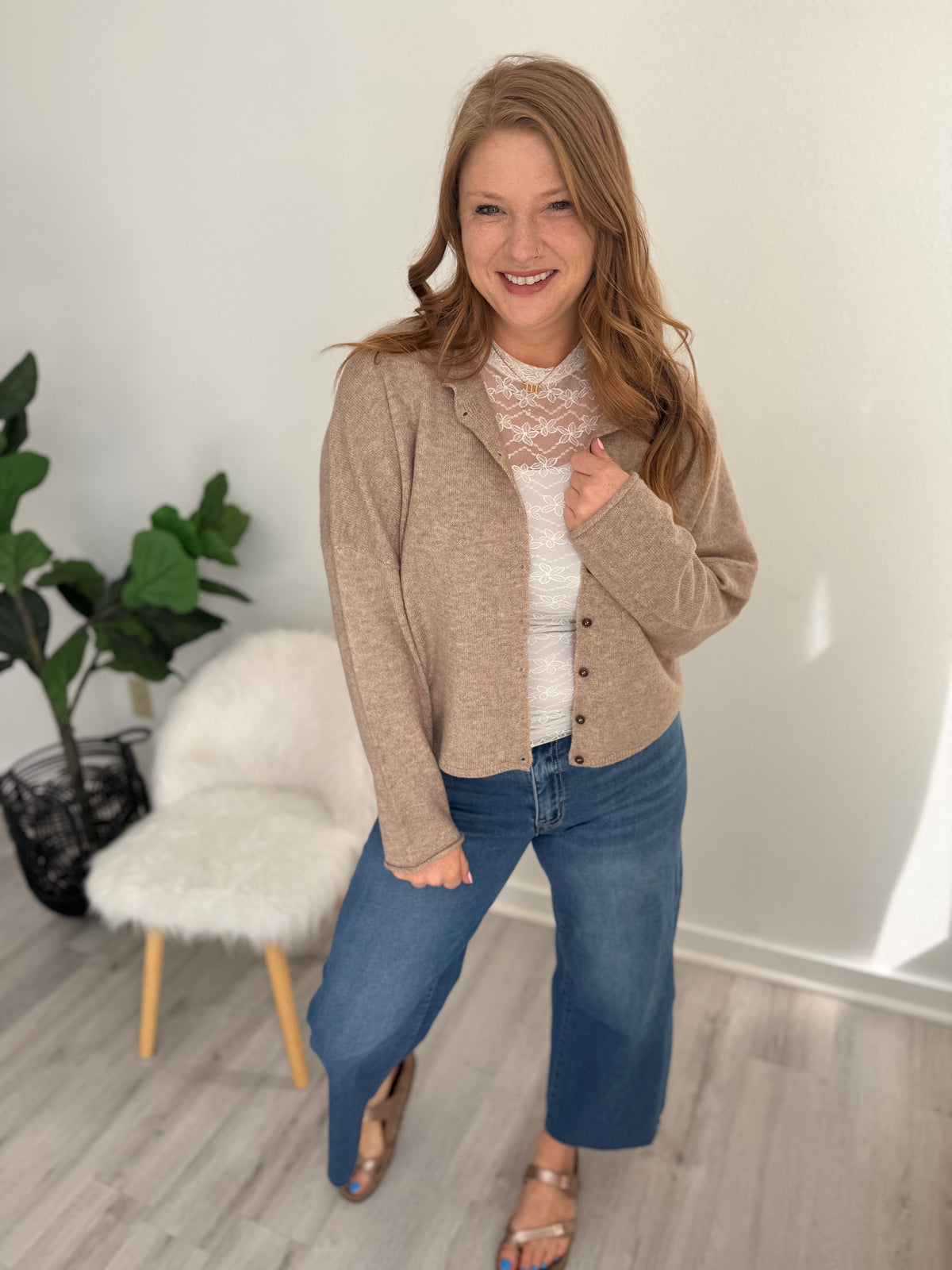 Ainsley Lightweight Knit Cardigan - Taupe