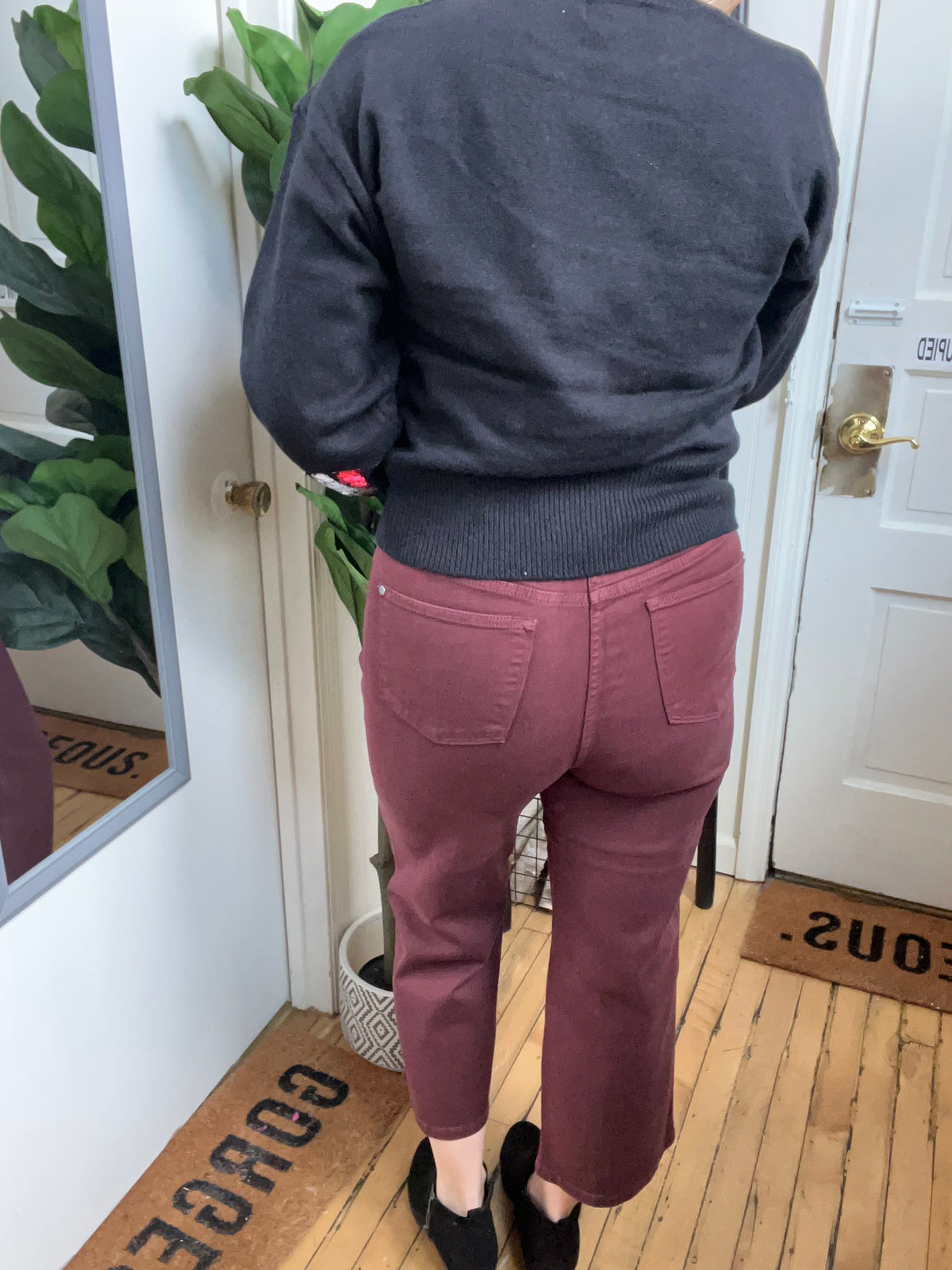 Wine Tummy Control Crop Judy Blue Jeans