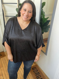 Monochromatic Black Leopard Blouse