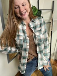 Soft Fern Button Up Plaid Top