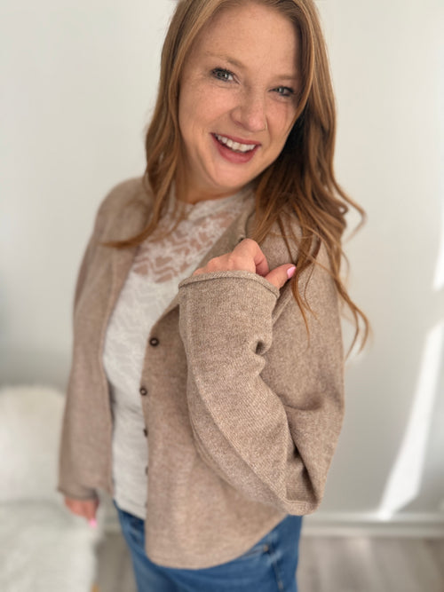 Ainsley Lightweight Knit Cardigan - Taupe