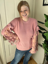 Aurora Pink Floral Sleeve Top