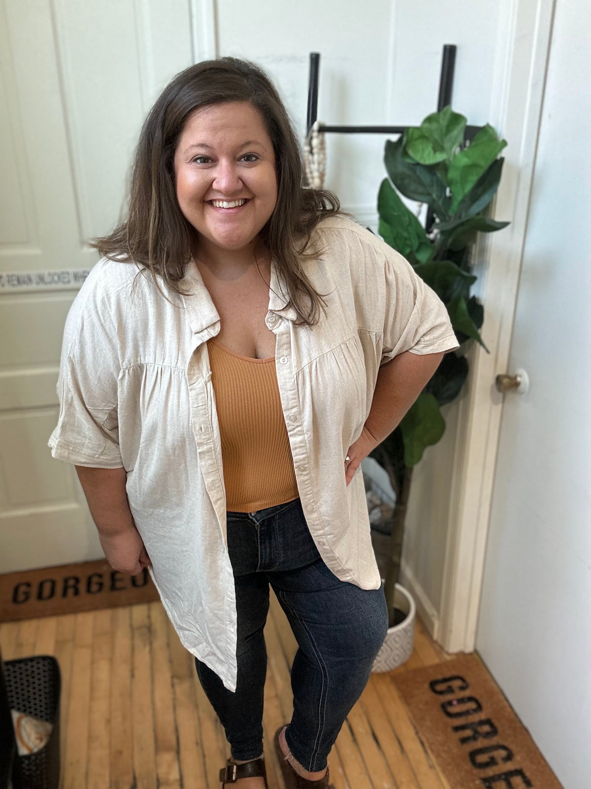 Classy Linen Button Down Top