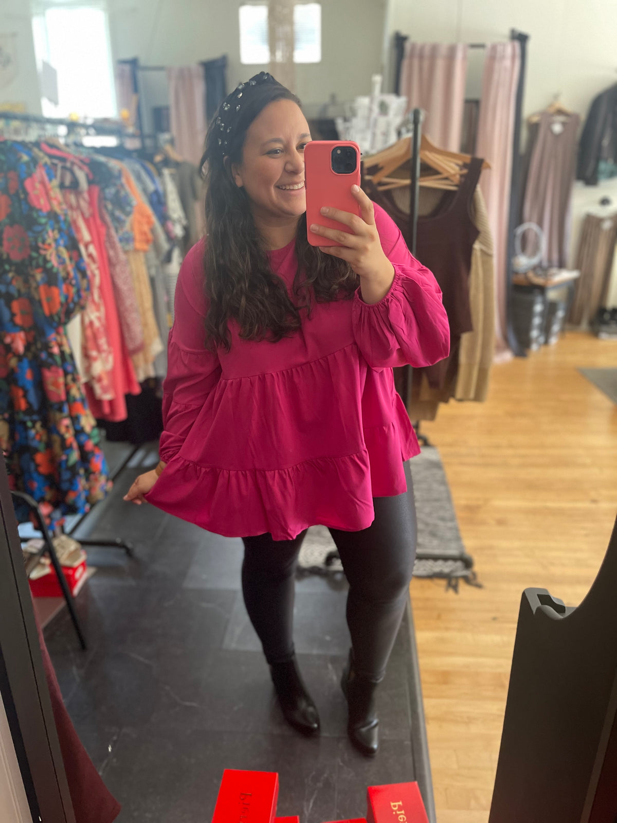 Fiercely Fuchsia Ruffle Baby Doll Top