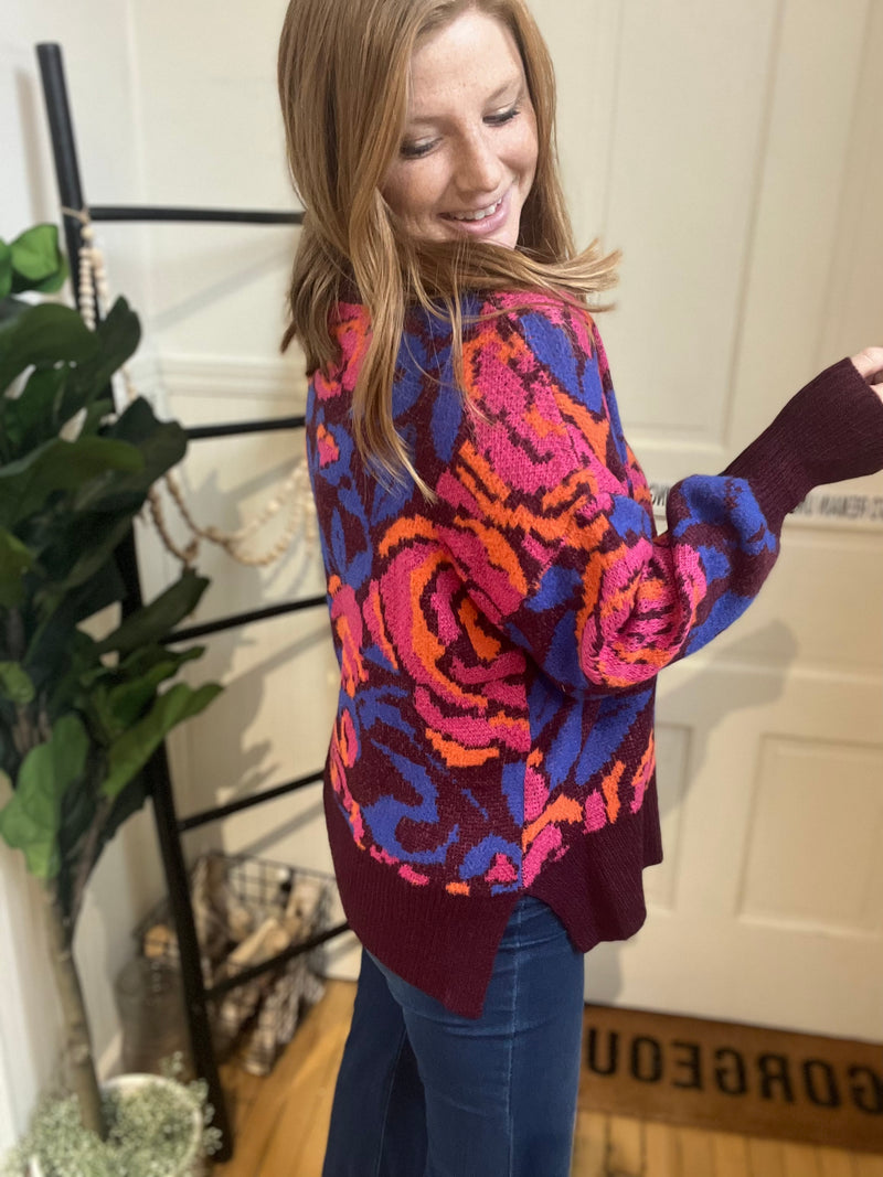 Electric Floral Sweater