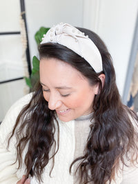 Soft Cream Pearl Knot Headband