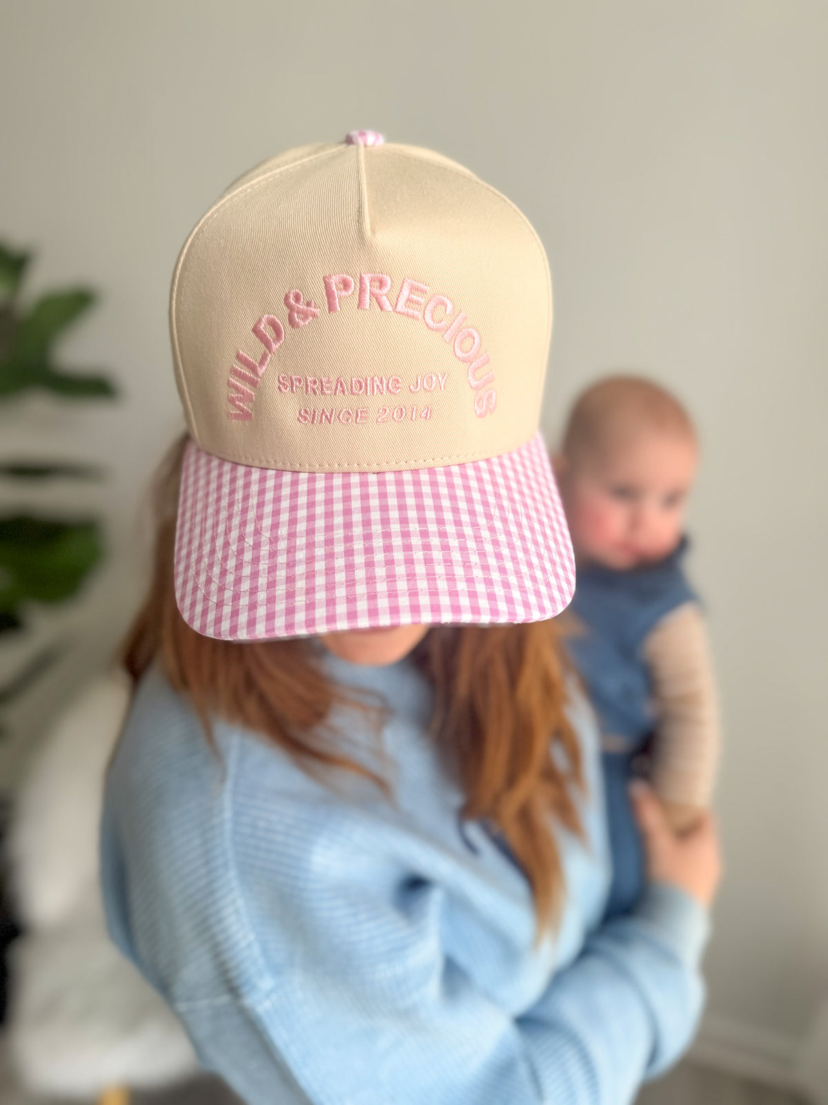 Wild & Precious Pink Gingham Trucker Hat