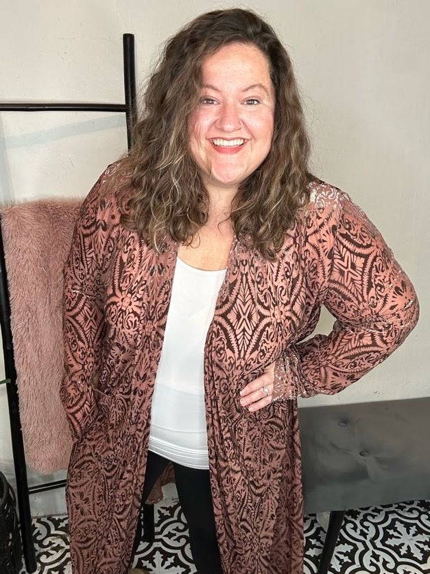 Mabel Mauve Velvet Duster Cardigan