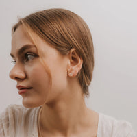Rose Quartz Gemstone Prong- Gold Earrings