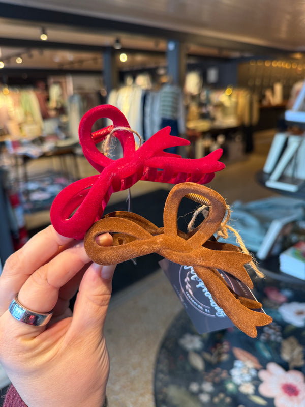 Velvet Bow Hair Clip - Assorted Colors