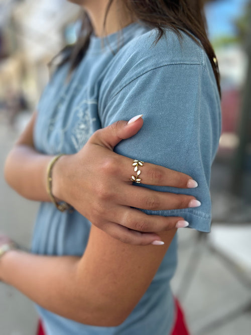 Ivory Leaf Adjustable Gold Ring