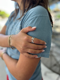 Ivory Leaf Adjustable Silver Ring