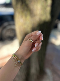 Ivory Leaf Adjustable Gold Ring