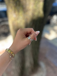 Ivory Leaf Adjustable Silver Ring