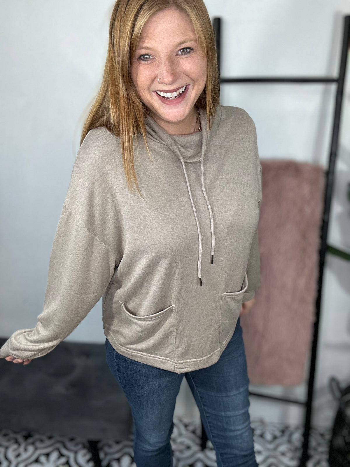 Mocha Pockets Long Sleeve Top