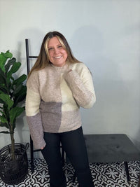 Cozy Neutral Colorblock Sweater