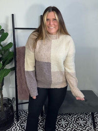 Cozy Neutral Colorblock Sweater